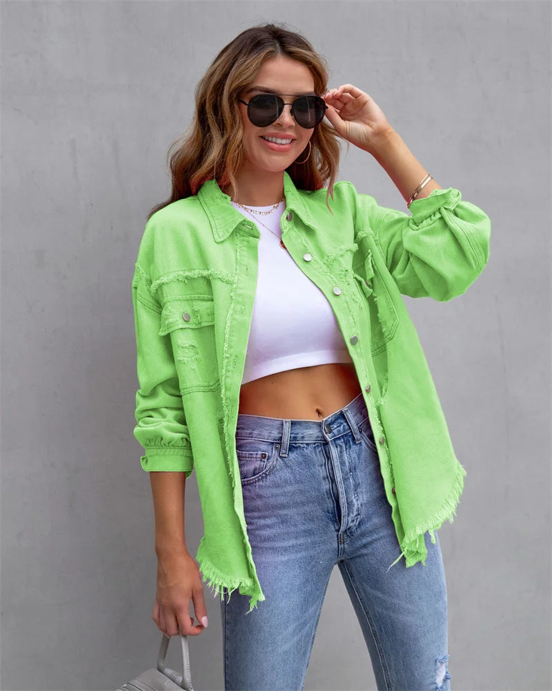 Denim Jacke Frauen Frühling Herbst Hemd