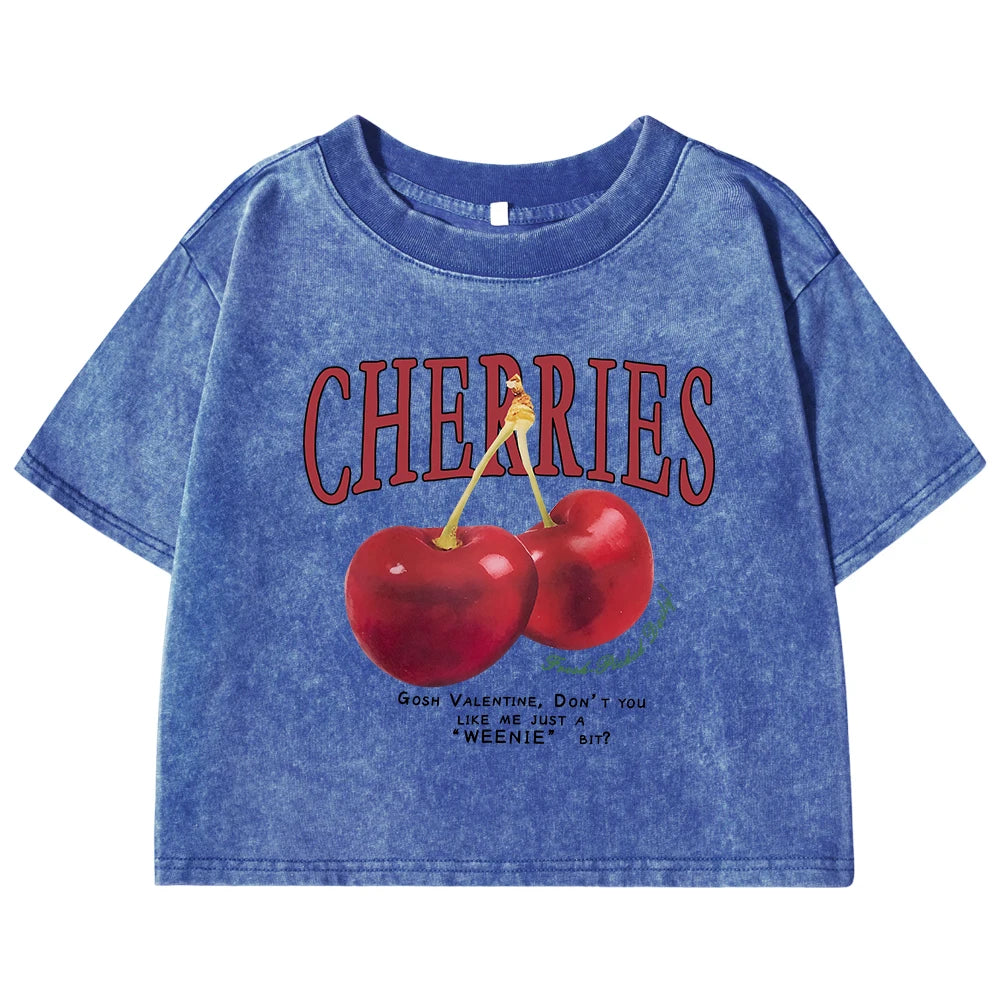 Rote Kirschen Brief Gedruckt Weibliche T-shirt