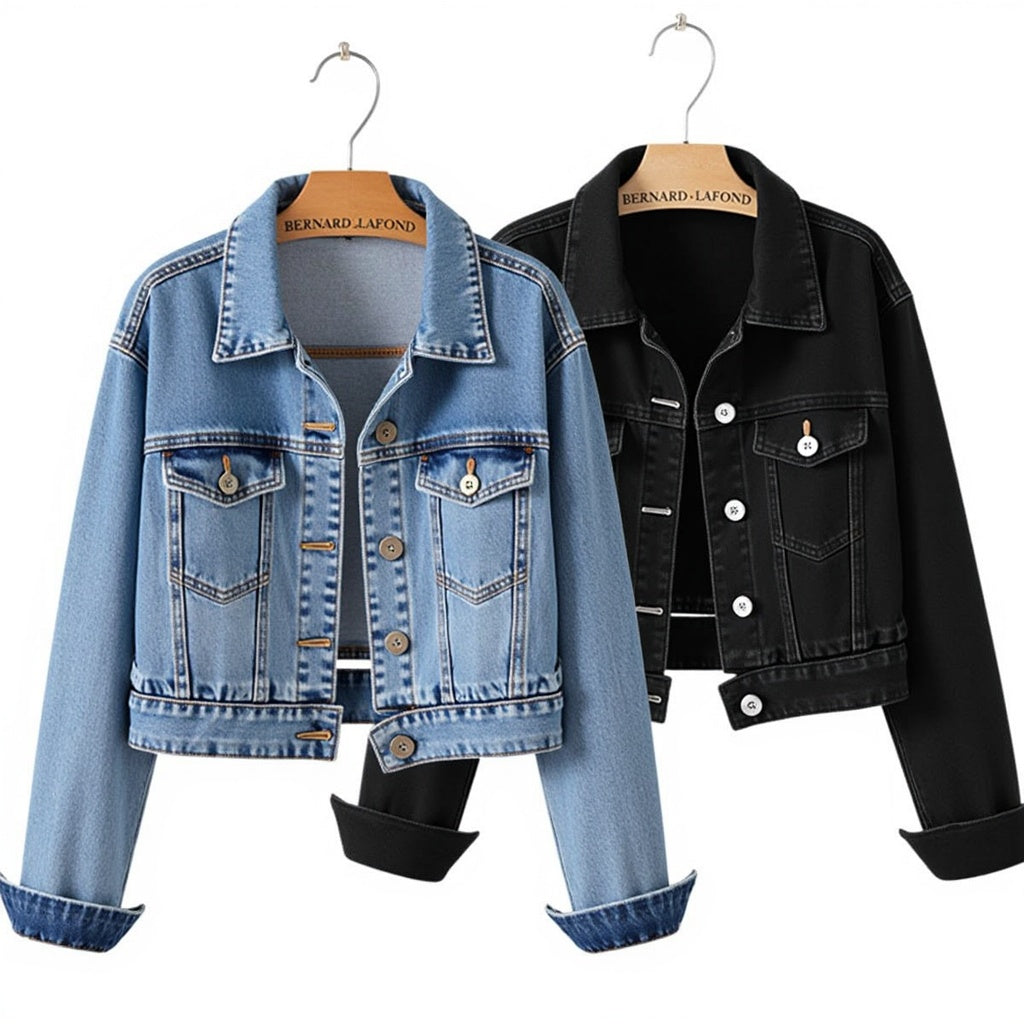 Chic Denim Jacke mit schwarzem Revers™