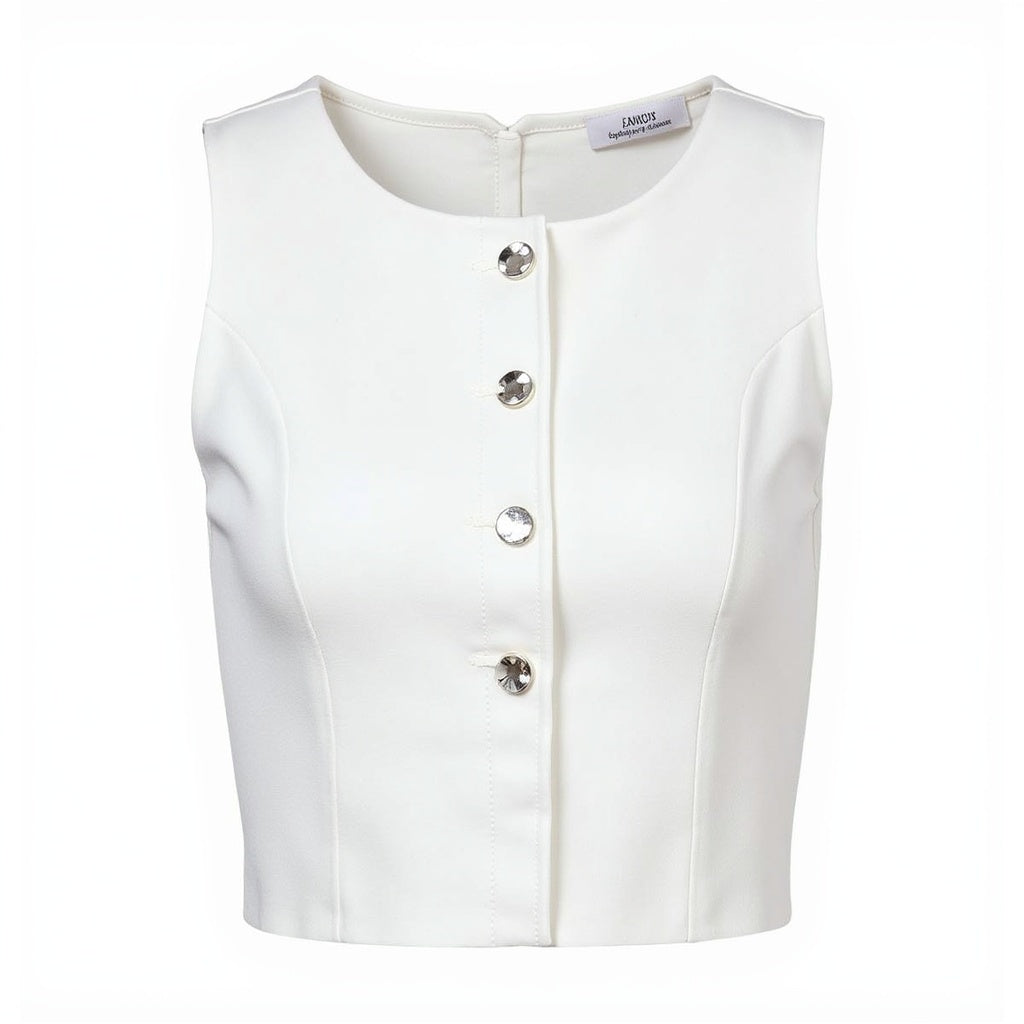 Weiß Stricken Crop Top Frauen