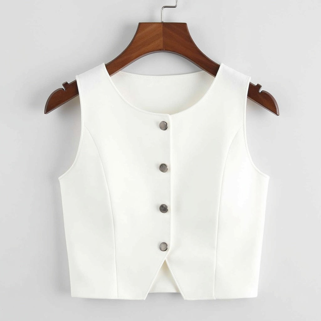 Weiß Stricken Crop Top Frauen