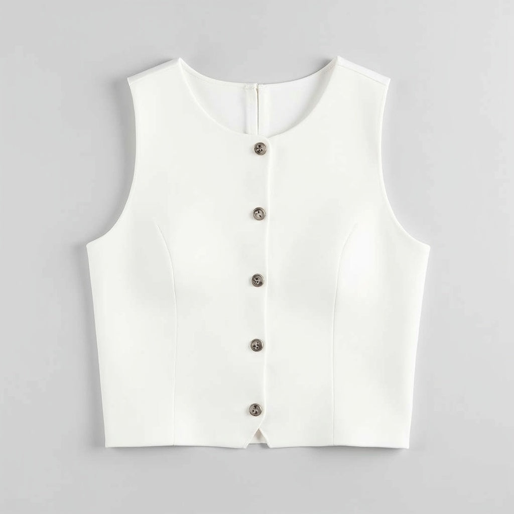 Weiß Stricken Crop Top Frauen