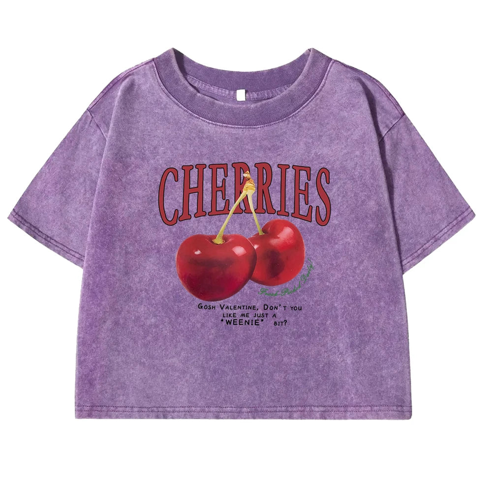 Rote Kirschen Brief Gedruckt Weibliche T-shirt