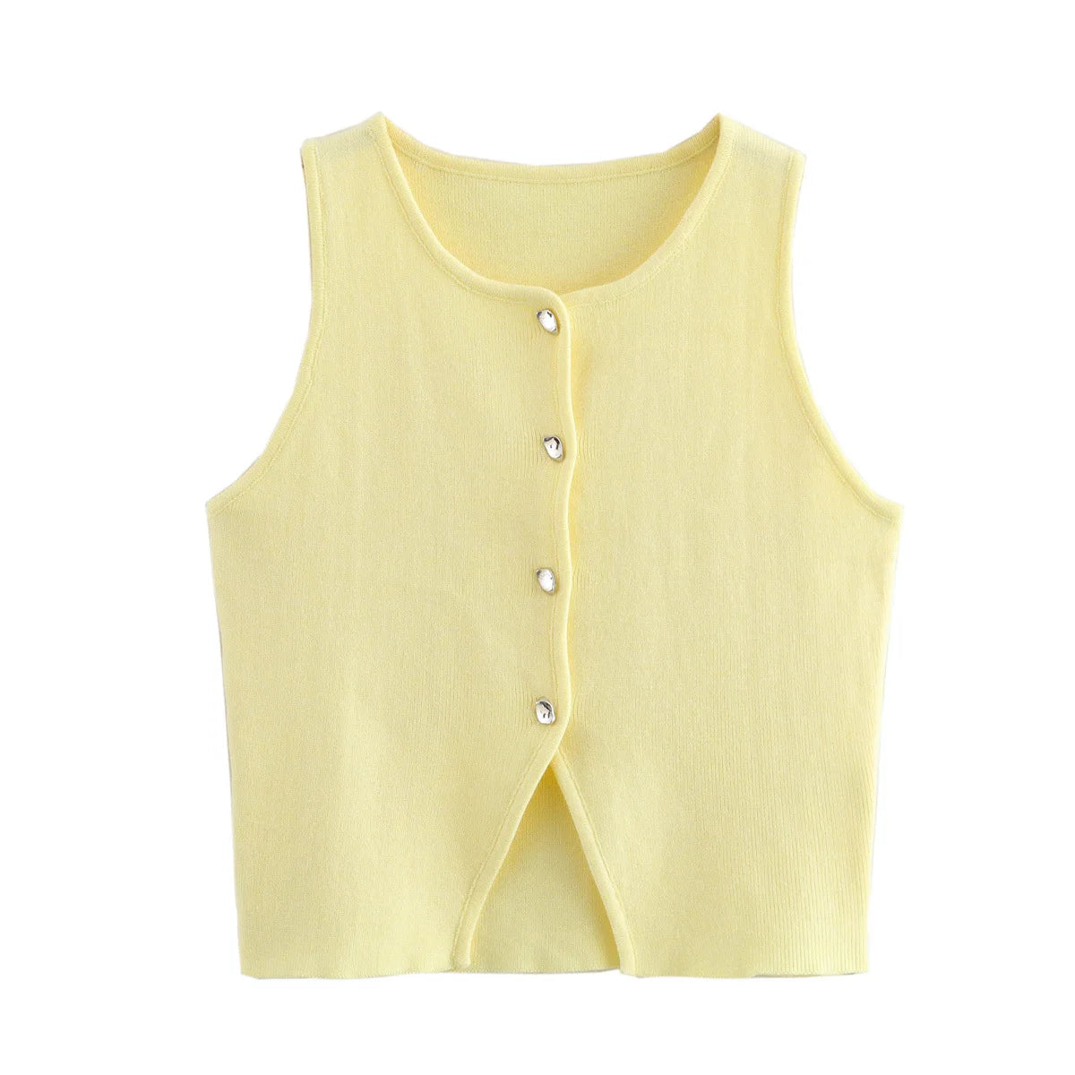 Weiß Stricken Crop Top Frauen