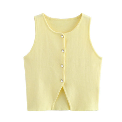 Weiß Stricken Crop Top Frauen