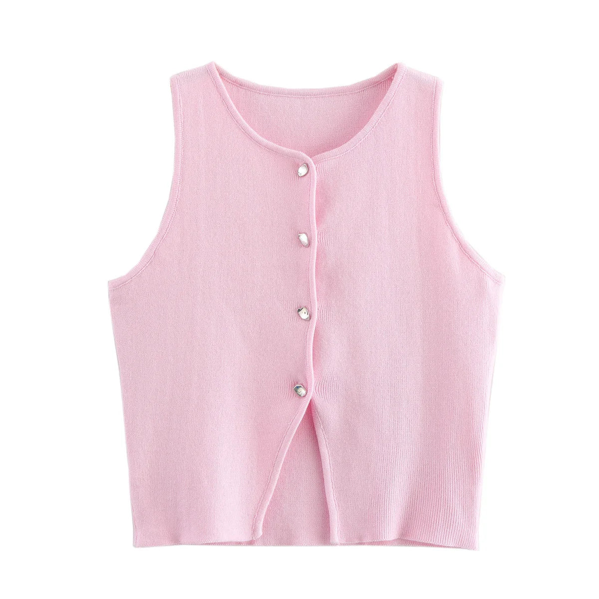 Weiß Stricken Crop Top Frauen