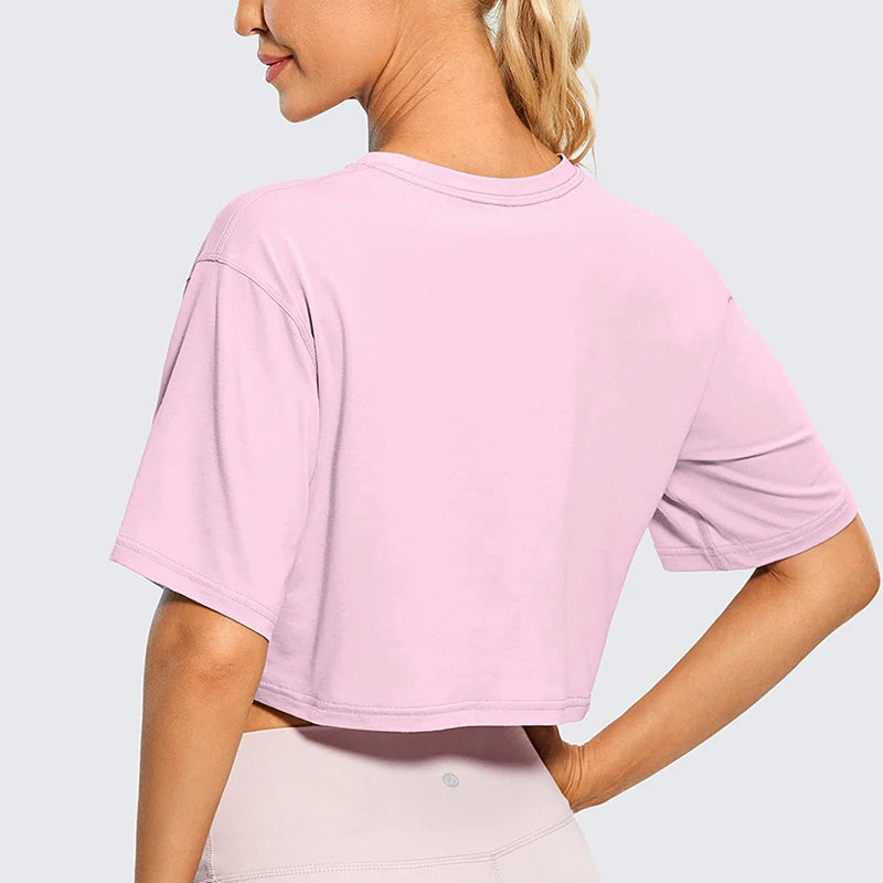 Frauen Crop Tops Casual Weibliche Rosa Crop Tops T-shirt