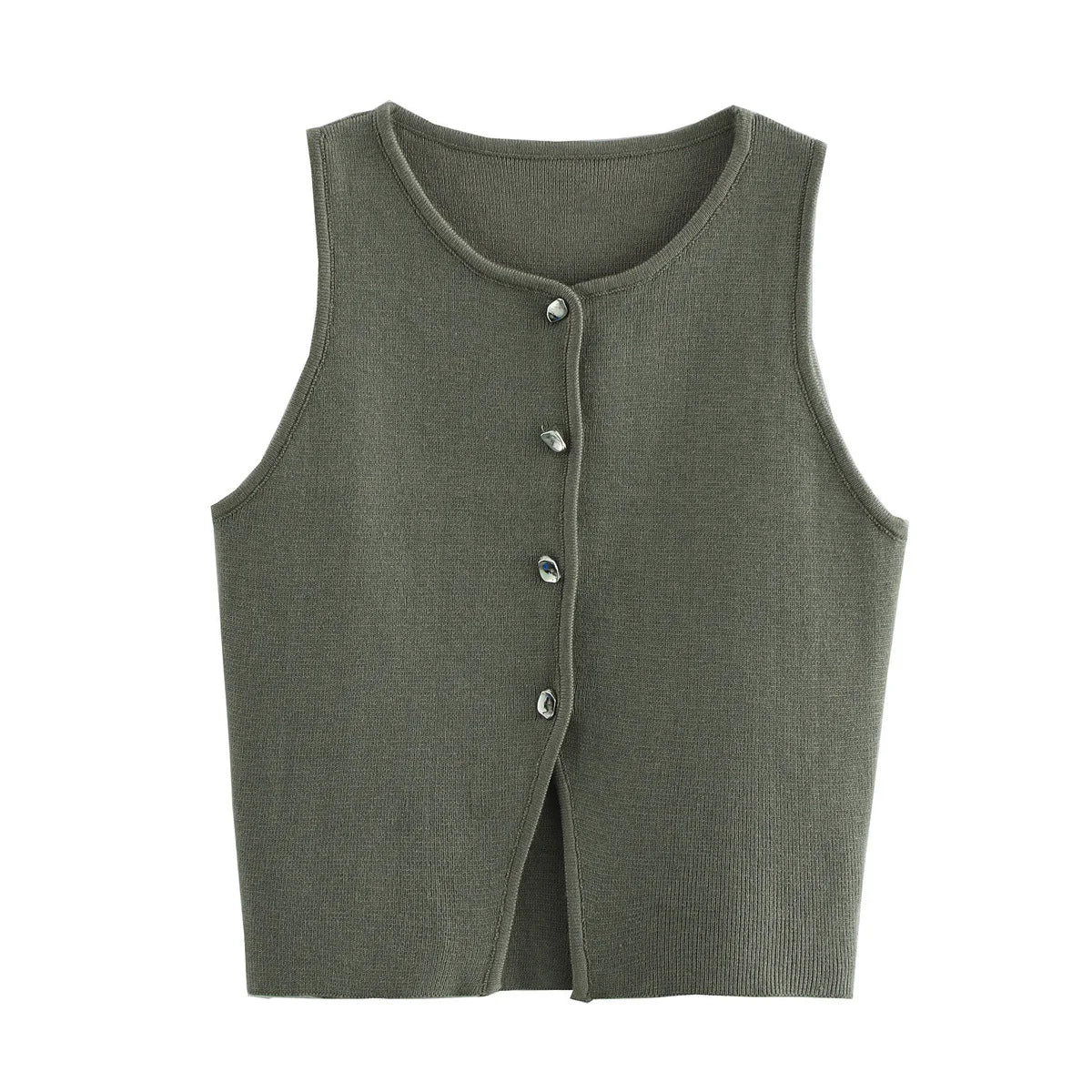 Weiß Stricken Crop Top Frauen
