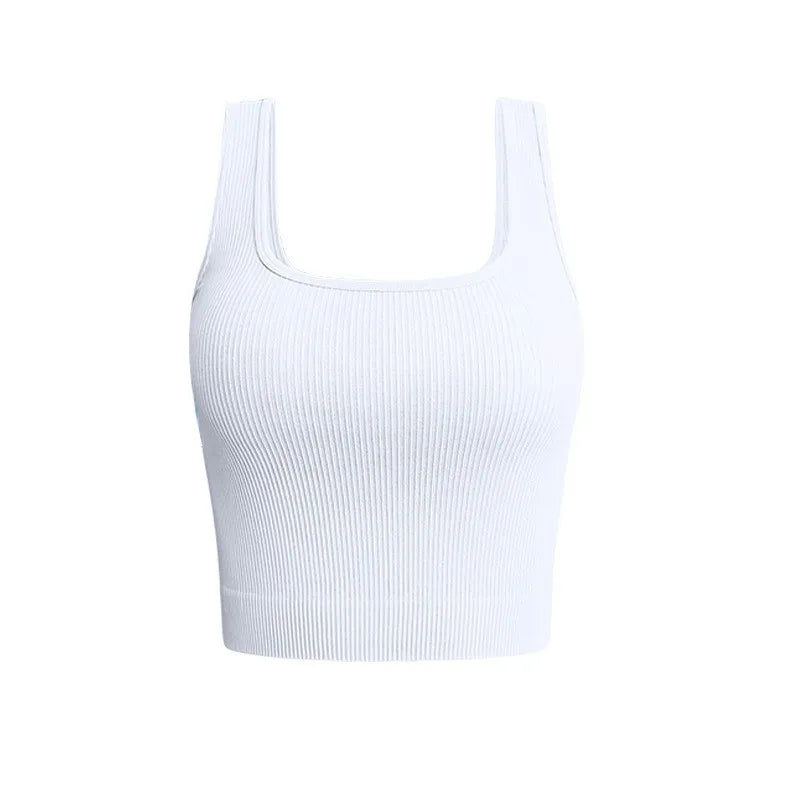 Frauen Solide Square Neck Rippen Tank Top
