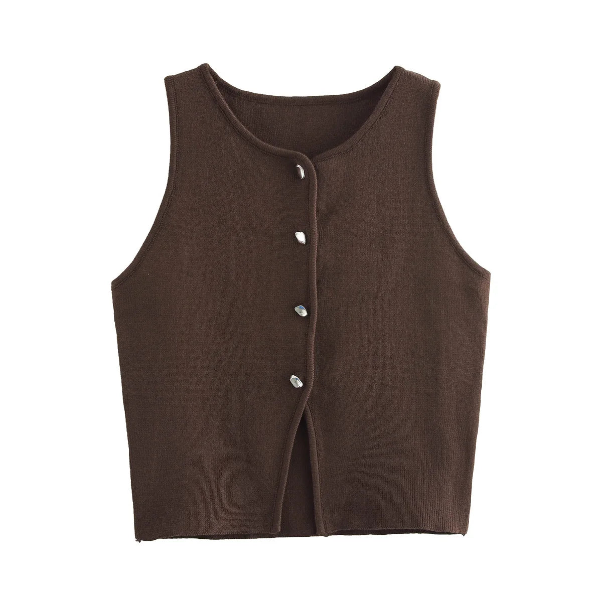 Weiß Stricken Crop Top Frauen