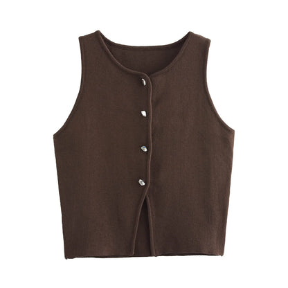 Weiß Stricken Crop Top Frauen