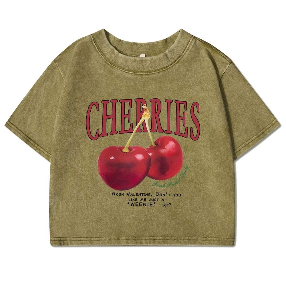 Rote Kirschen Brief Gedruckt Weibliche T-shirt