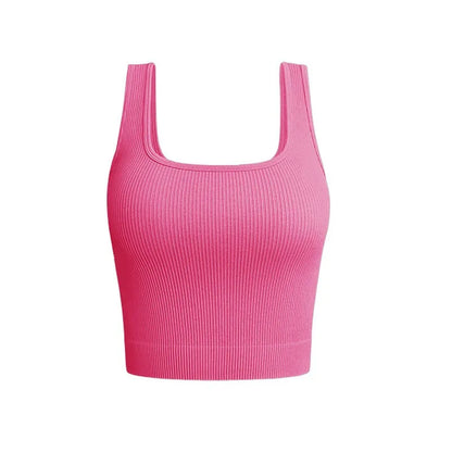 Frauen Solide Square Neck Rippen Tank Top