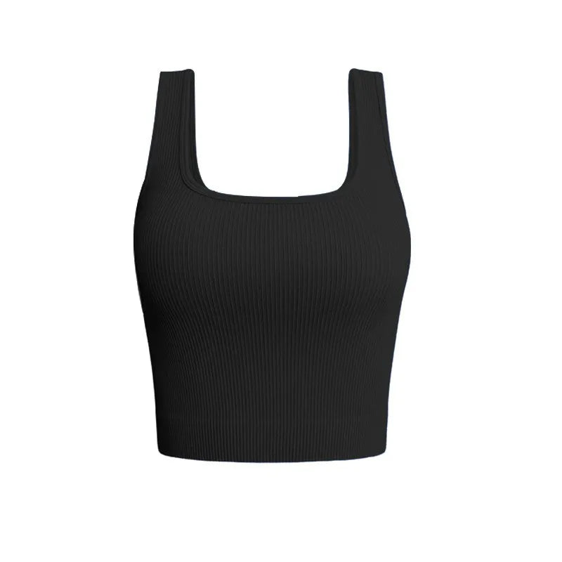 Frauen Solide Square Neck Rippen Tank Top
