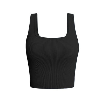 Frauen Solide Square Neck Rippen Tank Top