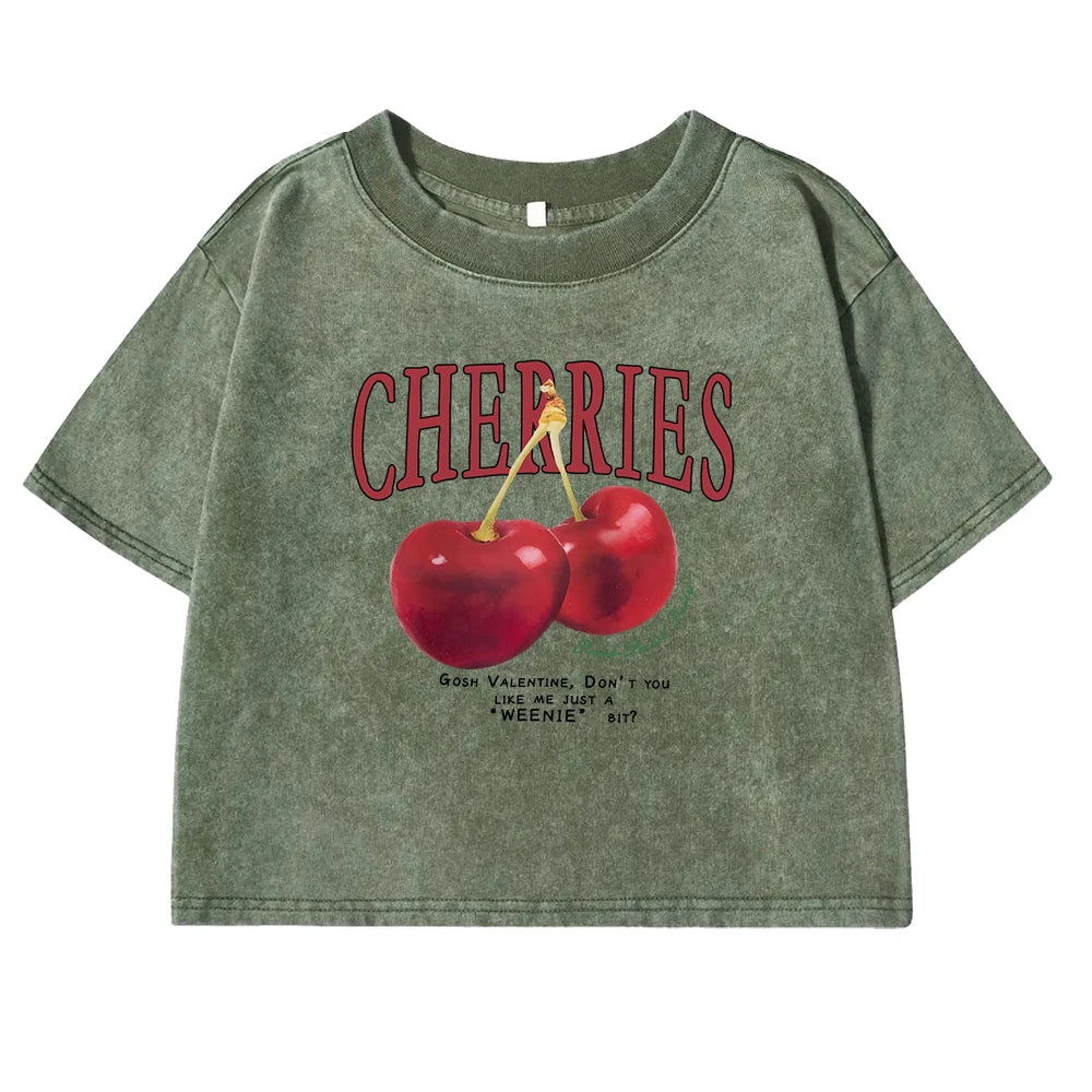 Rote Kirschen Brief Gedruckt Weibliche T-shirt