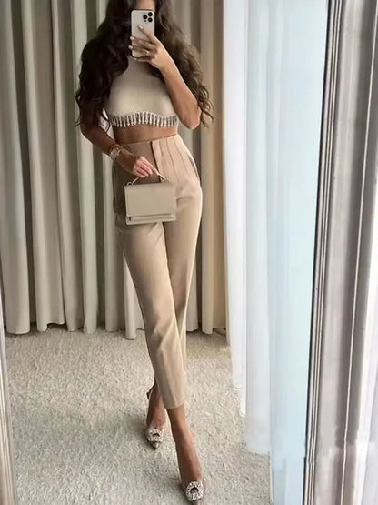 Hohe Taille Feste Hosen für Frauen
