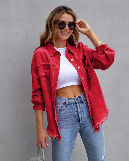 Denim Jacke Frauen Frühling Herbst Hemd