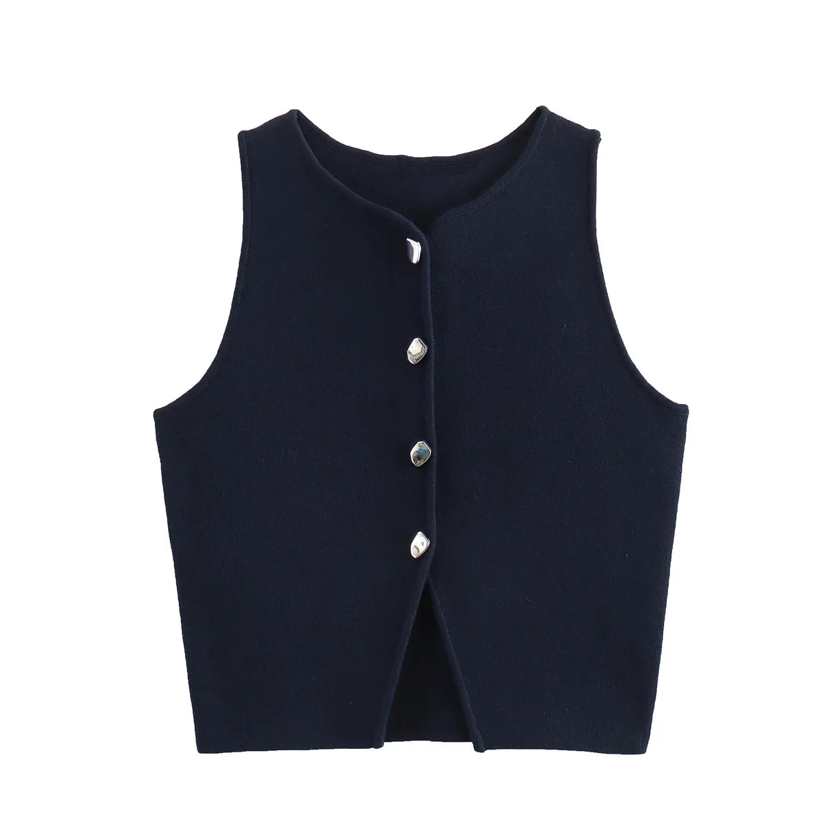Weiß Stricken Crop Top Frauen