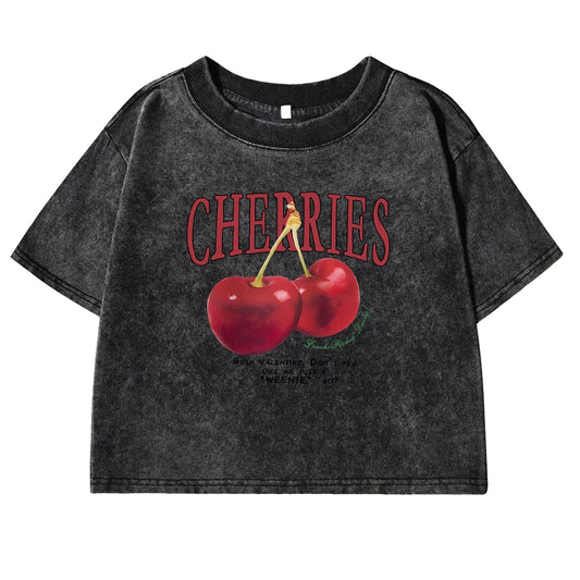 Rote Kirschen Brief Gedruckt Weibliche T-shirt
