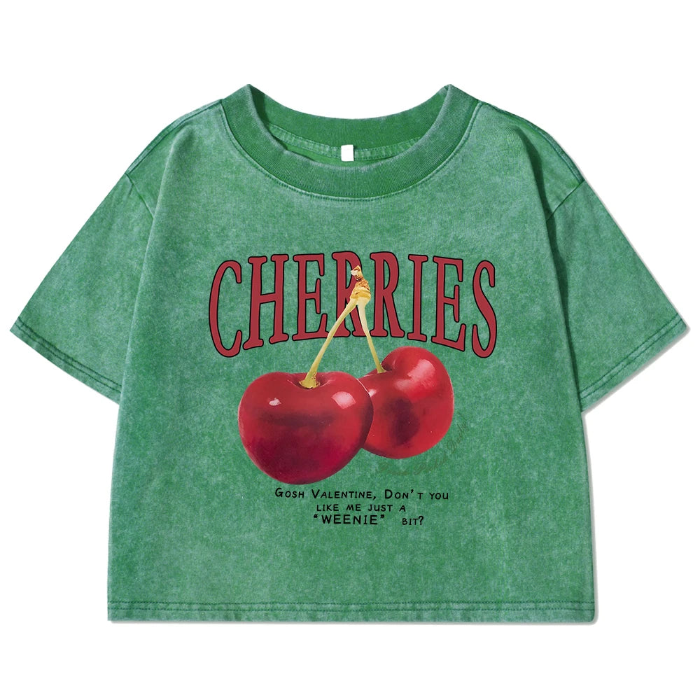 Rote Kirschen Brief Gedruckt Weibliche T-shirt