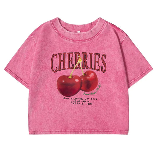 Rote Kirschen Brief Gedruckt Weibliche T-shirt