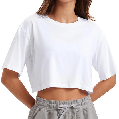 Frauen Crop Tops Casual Weibliche Rosa Crop Tops T-shirt