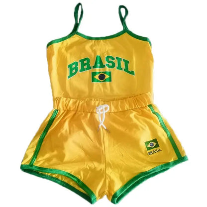 2-teiliges Set Sexy Mode Ärmelloses Crop Top Casual Kordelzug Shorts