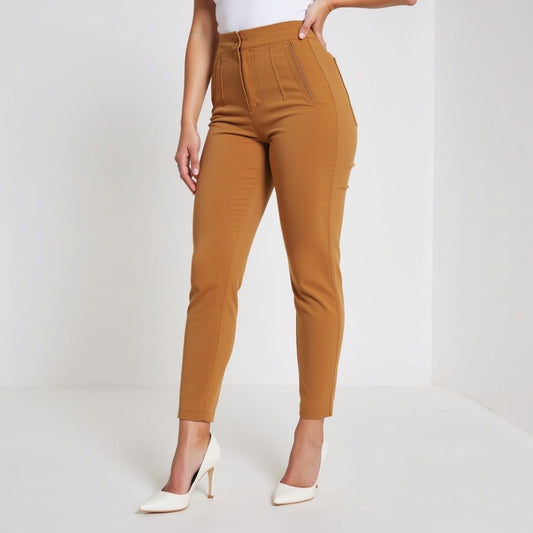 Elegante, kurze Arbeitshose mit hoher Taille für Damen