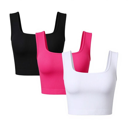 Frauen Solide Square Neck Rippen Tank Top