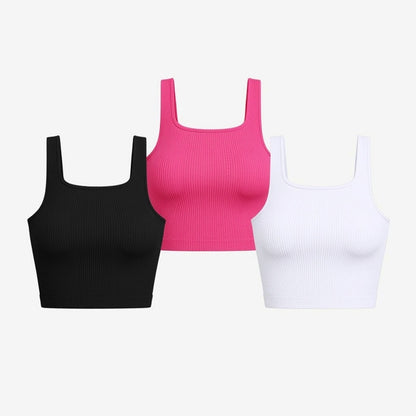 Frauen Solide Square Neck Rippen Tank Top
