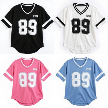 New York Nr. 89-T-Shirt mit V-Ausschnitt