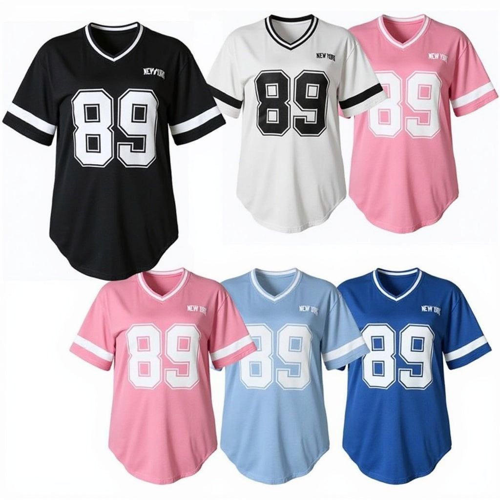 New York Nr. 89-T-Shirt mit V-Ausschnitt