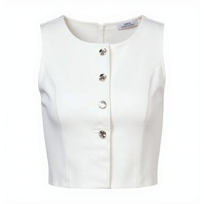 Weiß Stricken Crop Top Frauen