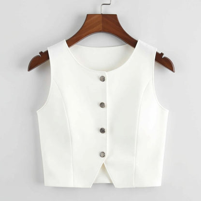 Weiß Stricken Crop Top Frauen